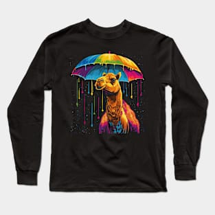 Camel Rainy Day With Umbrella Long Sleeve T-Shirt